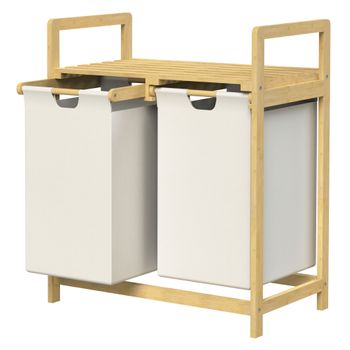 Cesto Para La Colada De Bambú 60 L Beige Ml-design