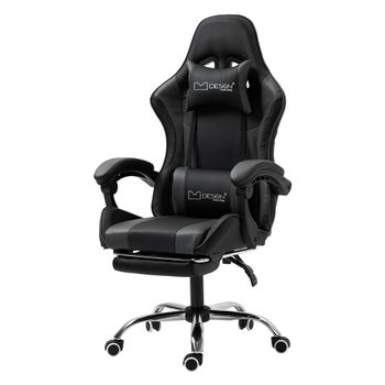 Sillón De Masaje Negro/gris Gaming Cuero Pu Ml Design