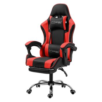 Sillón De Masaje Negro/rojo Gaming Cuero Pu Ml Design