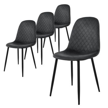 Juego De 4 Sillas De Comedor Con Patas De Metal, Antracita Ml-design