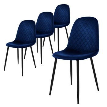 Juego De 4 Sillas De Comedor Con Patas De Metal, Azul Oscuro Ml-design