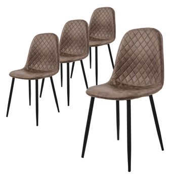 Juego De 4 Sillas De Comedor Con Patas De Metal, Marrón Ml-design