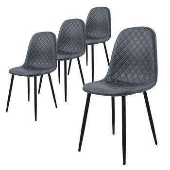 Juego De 4 Sillas De Comedor Con Patas De Metal, Antracita Ml-design