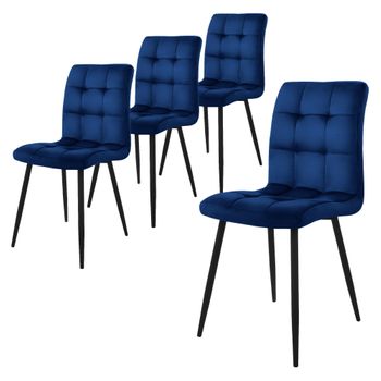 Juego De 4 Sillas De Comedor Con Patas De Metal, Azul Oscuro Ml-design