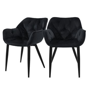 2 X Sillas De Comedor Con Patas De Metal, Negro Ml-design