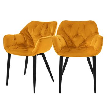 2 X Sillas De Comedor Con Patas De Metal, Amarillo Ml-design