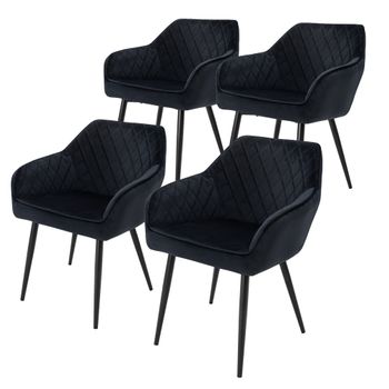 Set 4x Sillas De Comedor Estilo Moderno Negras Ml-design