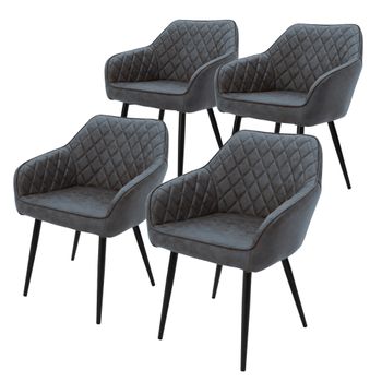 Set 4x Sillas De Comedor Antracita Estilo Moderno Asiento Ml-design