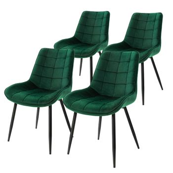 Set 4x Sillas De Comedor Oscuro Moderno 88cm Verde Ml-design