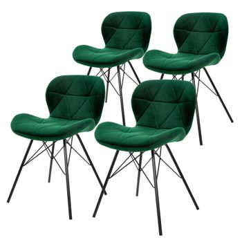 Set 4x Sillas De Comedor Moderno 74 Cm Verde Ml-design