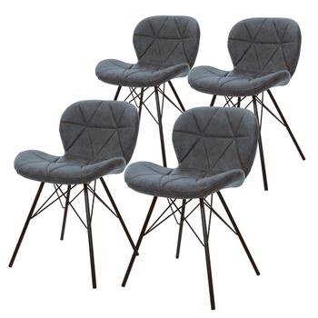 Pack 4 Sillas Comedor De Tela Gris Con Patas De Metal Aruca, Silla De  Cocina Nordica Moderna (gris X 4 Unidades) con Ofertas en Carrefour