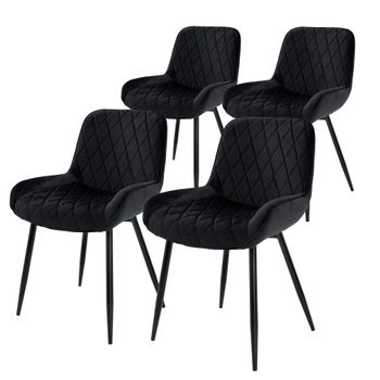 Set 4x Sillas De Comedor Moderno 84 Cm Negro Ml-design