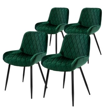 Set 4x Sillas De Comedor Verde Moderno 84 Cm Ml-design