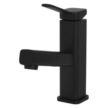 Grifo Lavabo 60x50x190 Mm Latón Negro Mate Ducha Extraíble Luxebath