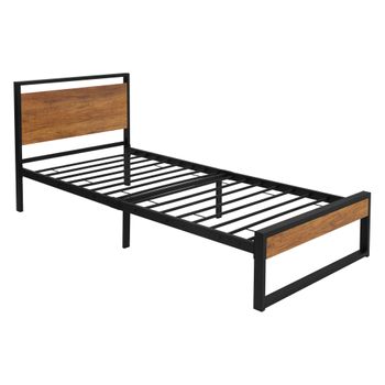 Cama De Estructura Metalica 90 X 200 Cm Negra Ml-design