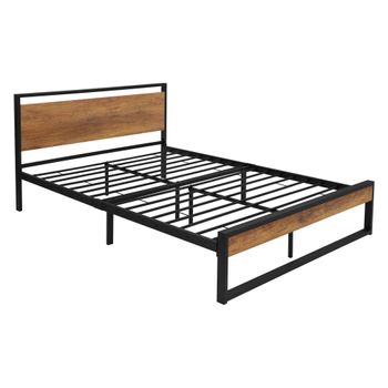 Cama De Estructura Metalica 140 X 200 Cm Negra Ml-design