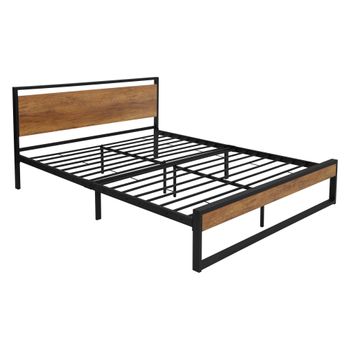 Cama De Estructura Metalica 160 X 200 Cm Negra Ml-design