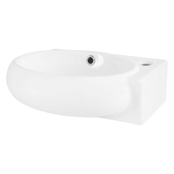 Lavabo De Cerámica 43x28x15 Cm Blanco Ovalado Grifo Derecho Ml-design