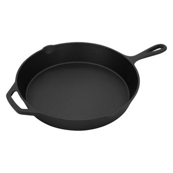 Sartén De Hierro Fundido Ø31 Cm Con Doble Asa Y Pico Negro Bbq#boss