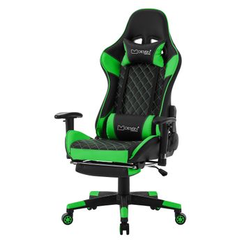 Silla Gaming Con Reposapiés 2d Reposabrazos Polipiel Verde Ml-design