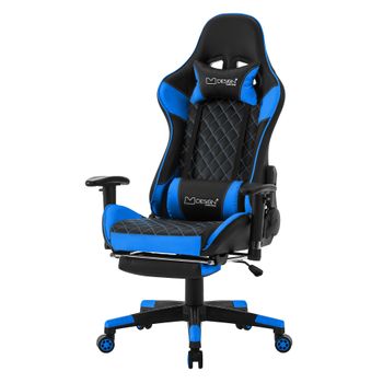 Silla Gaming Con Reposapiés 2d Reposabrazos Polipiel Azul Ml-design