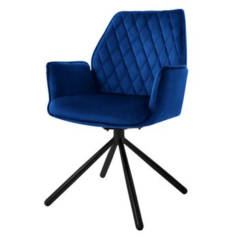 Silla De Comedor Con Respaldo Funda Terciopelo Azul Oscuro Ml-design