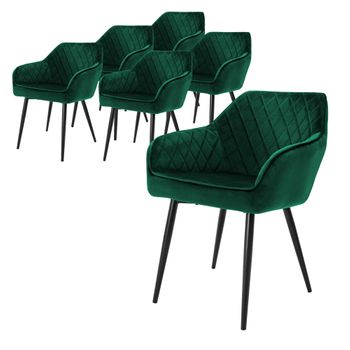 Set 4x Sillas De Comedor Verde Oscuro Estilo Ml-design