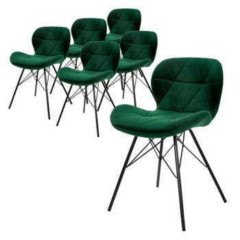 Set 6x Sillas De Comedor Moderno 74 Cm Verde Ml-design