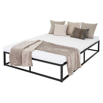 Cama De Estructura Metalica 140x200cm Negra Con Colchón Ml-design