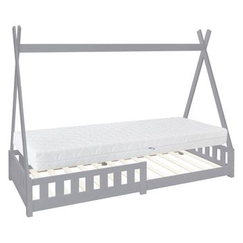 Cama Infantil Tipi Madera De Pino 90 X 200 Cm Gris Ml-design