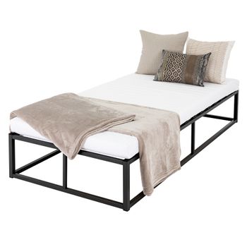 Cama De Estructura Metalica 90x200cm Negra Con Colchón Ml-design