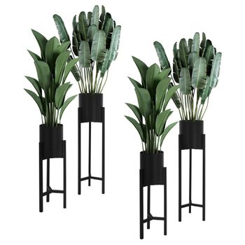 Florero Set De 2 Metal Negro Ml-design