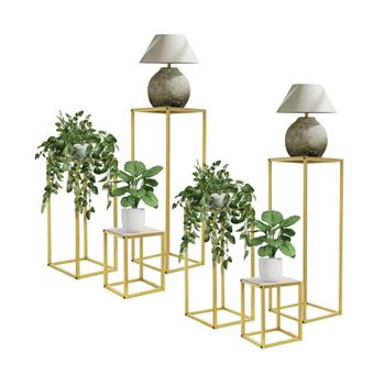 Florero Set De 3 Metal Dorado Ml-design