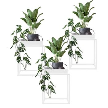 Jardinera 35x35x46 Cm Blanco Metal Ml-design