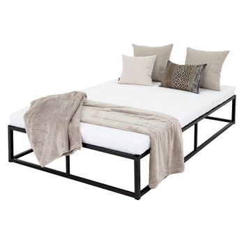 Cama De Estructura Metalica 120 X 200 Cm Negra Ml-design