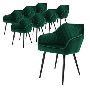 Set 4x Sillas De Comedor Verde Oscuro Estilo Ml-design