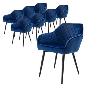 Set 4x Sillas De Comedor Azul Oscuro Estilo Moderno Asiento Ml-design