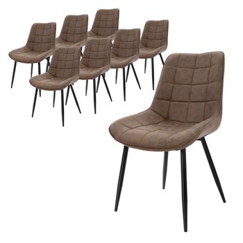 8x Sillas De Comedor Tapizado Con Respaldo 88 Cm Marrón Ml-design