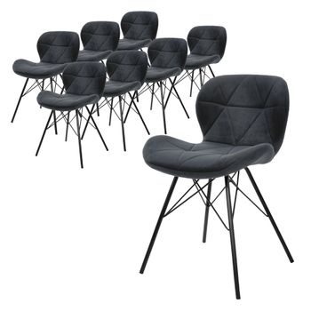 8x Sillas De Comedor Tapizado Con Respaldo 74 Cm Antracita Ml-design