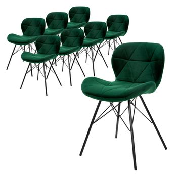 8x Sillas De Comedor Tapizado Con Respaldo 74 Cm Verde Ml-design