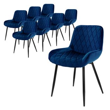 Set 4x Sillas De Comedor Moderno 84 Cm Azul Asiento Ml-design