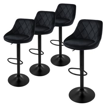 Juego De 4 Taburete De Bar, Altura 62-82 Cm, Negro Ml-design