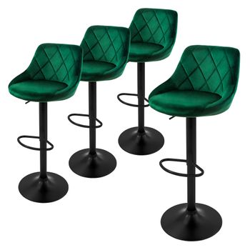 Juego De 4 Taburete De Bar, Altura 62-82 Cm, Verde Ml-design