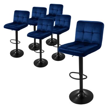 Juego 6x Taburete De Bar Regulable 63-83cm, Azul Ml-design