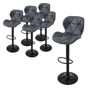 6x Taburetes De Bar Tapizados 360° 59 -79 Cm Antracita Ml-design