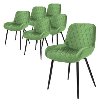 Juego De 6 Sillas De Comedor Con Respaldo Tapizada Verde Ml-design