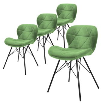 Juego De 4 Sillas De Comedor Con Respaldo, Verde Ml-design