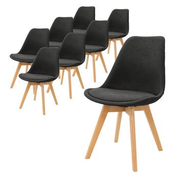 Juego De 8 Sillas De Comedor Con Respaldo, Negro, Silla Ml-design