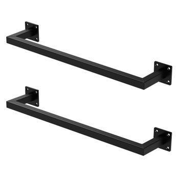 Set 2x Percheros De Pared 60x12 Cm De Acero Inoxidable Negro Ml-design