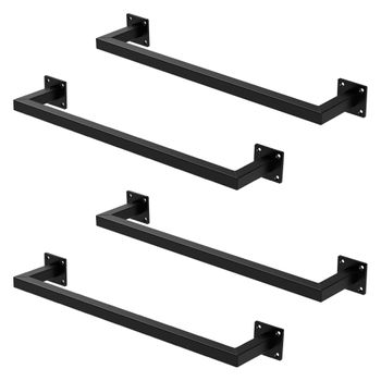 Set 4x Percheros De Pared 60x12 Cm De Acero Inoxidable Negro Ml-design